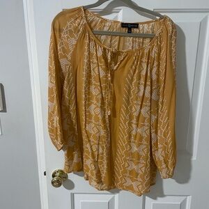 Fred David large peasant top mustard and white